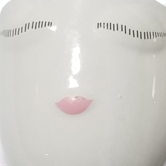 Celfie Countertop Plant Vase White Ceramic Handmade Whimsical Face Floral Pot - Picture 8 of 16